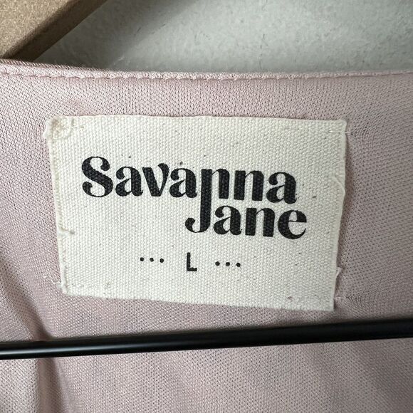 Savannah Jane Womens Embroidered Animal Print Long Puff Sleeve Babydoll Dress L - Picture 6 of 6